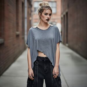 Darker Wavs Dolls Kill Asymmetrical Cape Top Womens M Gray Grunge Punk Indie Emo